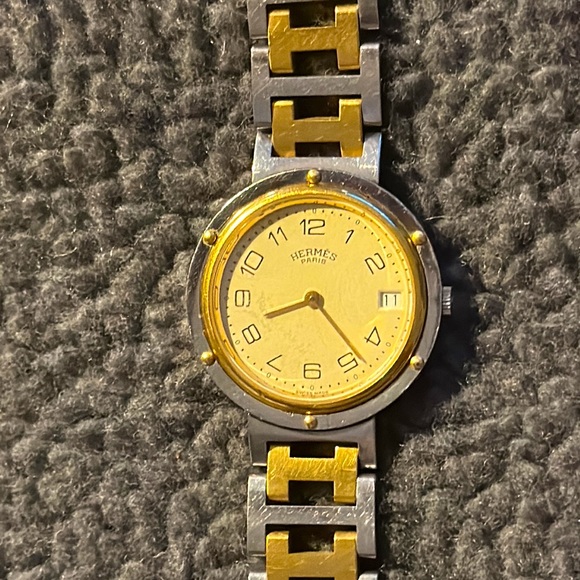 Unisex HERMES Clipper Quartz Watch. 34mm Case. Ivory Dial. Date. - Picture 3 of 13